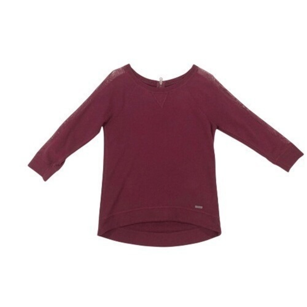 Abercrombie Maroon Red Mesh 3/4 Sleeves Pullover Sweater Size XS